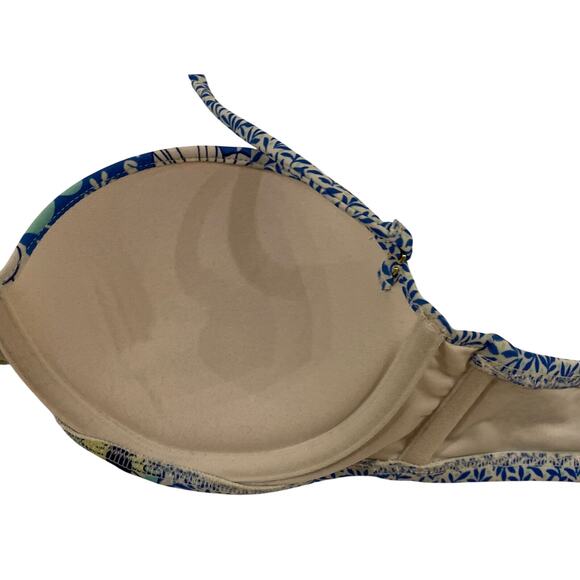 Victoria Victoria's Secret Blue Floral Halter Swimsuit Bikini Top Size 34 B EUC - Picture 9 of 12